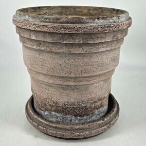 Anthropologie Bergs Potter Planets Pot Planter Saucer Set Gray